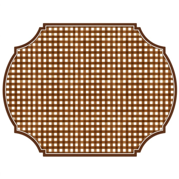 Gingham Brown Posh Die-Cut Placemat, Set of 10