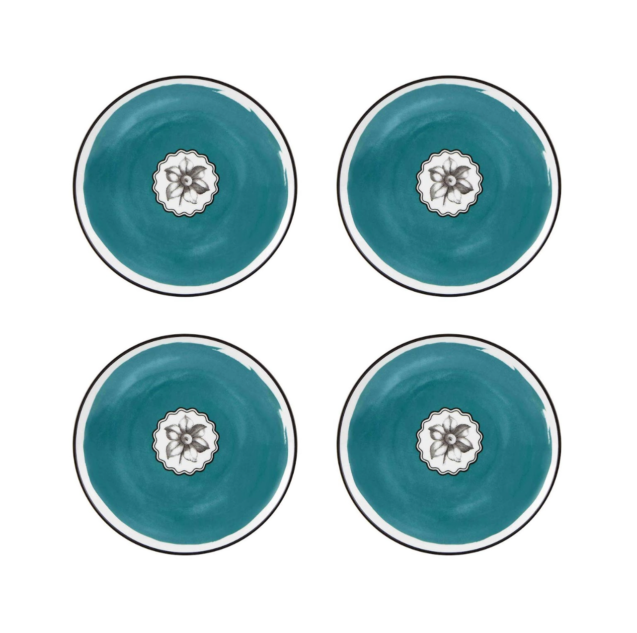 Salad / Dessert Plate Peacock: Set of 4