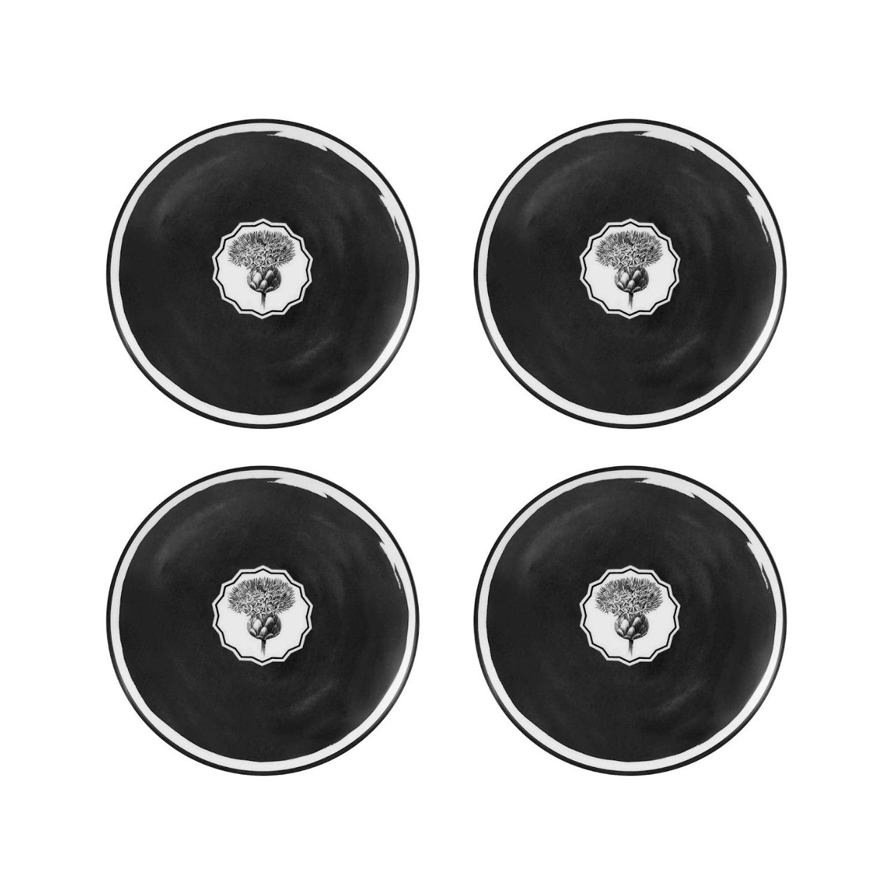 Salad / Dessert Plate Black, Set of 4