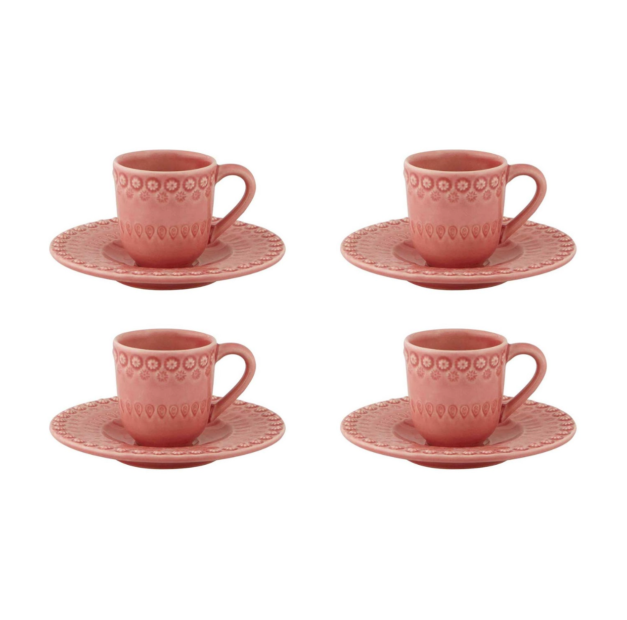 Fantasy Pink Coffee Cup & Saucer, Set of 4