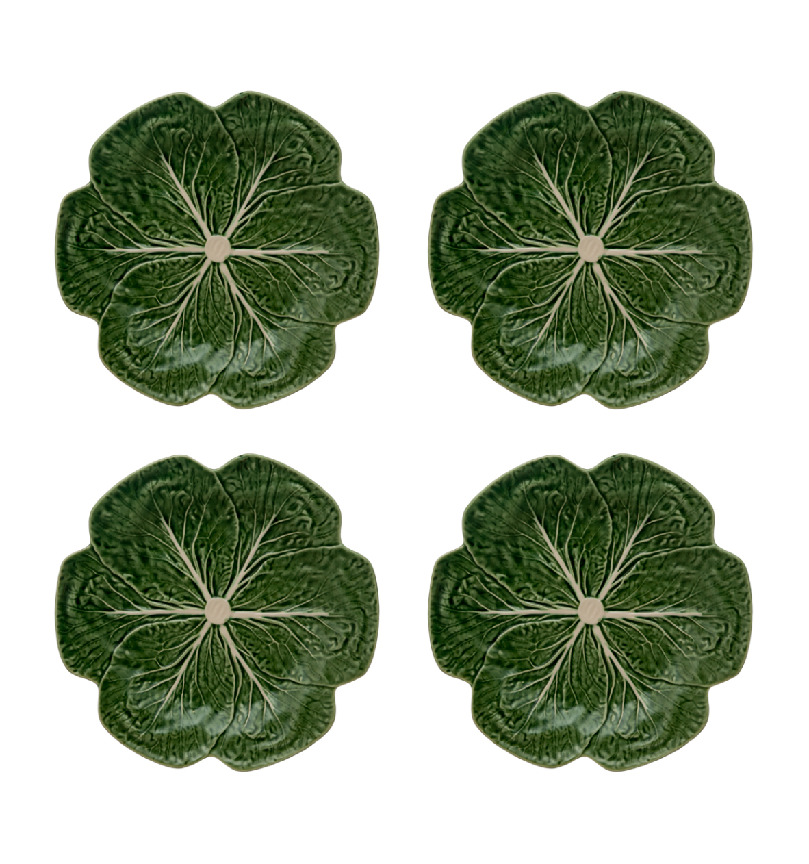 Bordallo Pinheiro Cabbage Dinner Plate Green, Set of 4