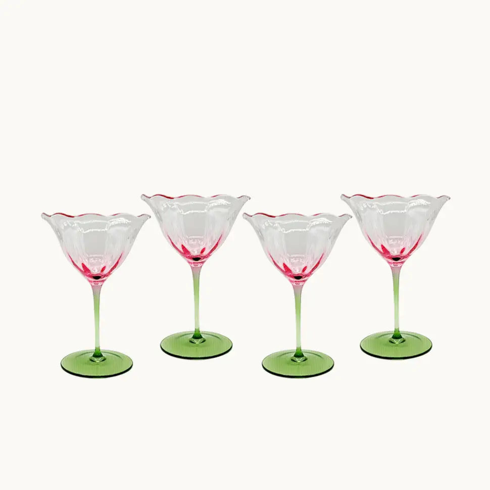 Pink Lilies Wine / Water Glasses, Set of 4