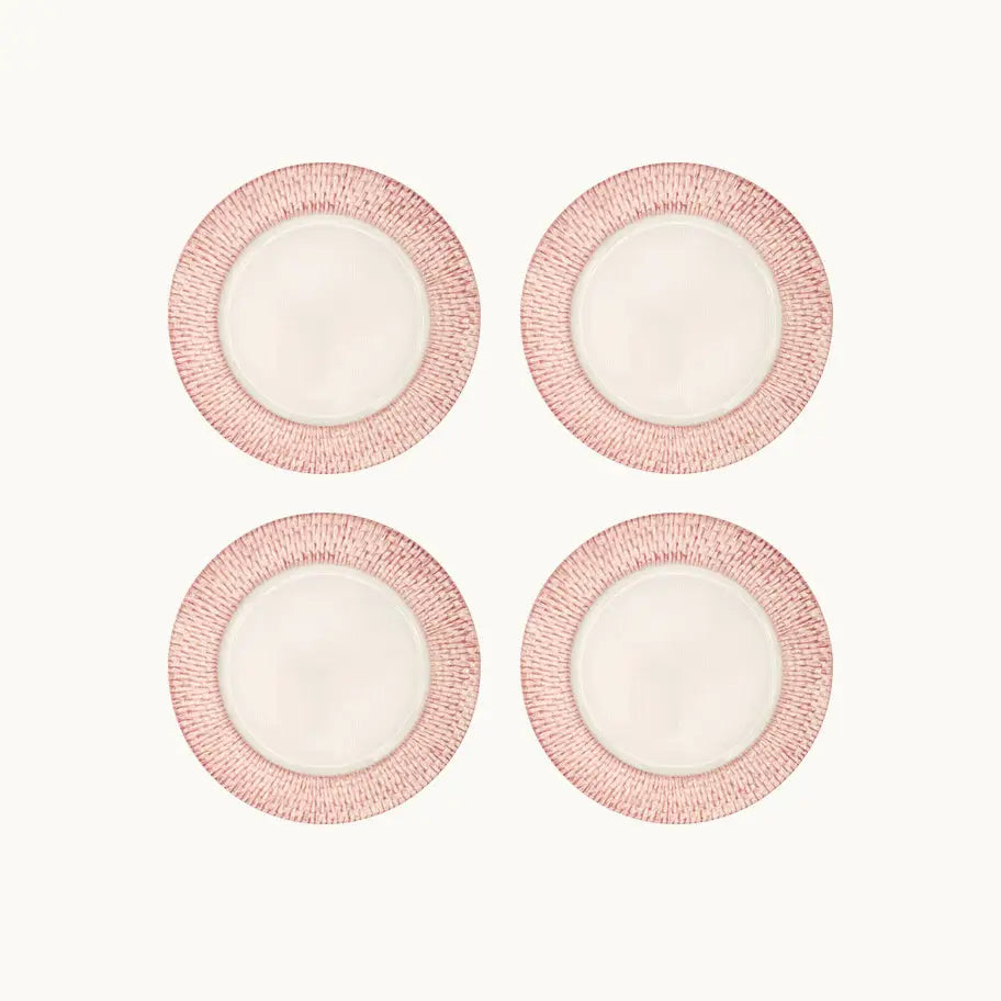 Hand Painted Pink Basket Salad / Dessert Plate, Set of 4