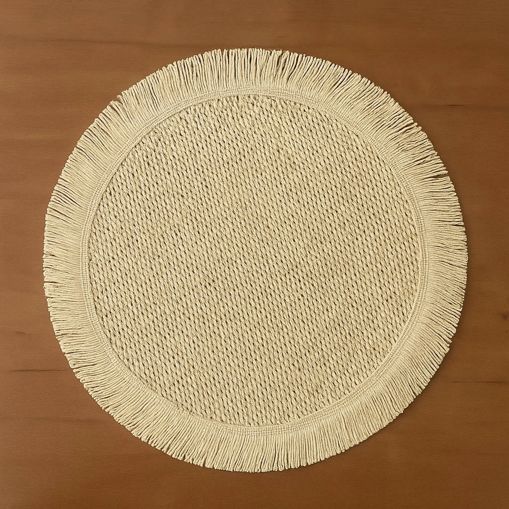 Braided Woven Placemats with Fringe (Set of 4)