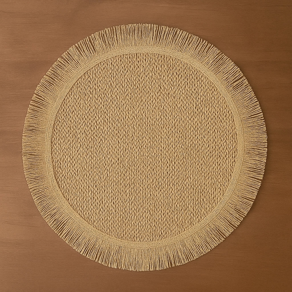 Braided Woven Placemats with Fringe (Set of 4)
