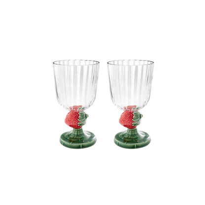 Strawberries Stem Goblet, Set of 2