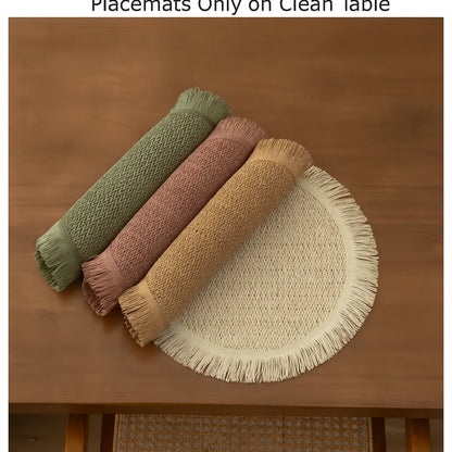 Braided Woven Placemats with Fringe (Set of 4)