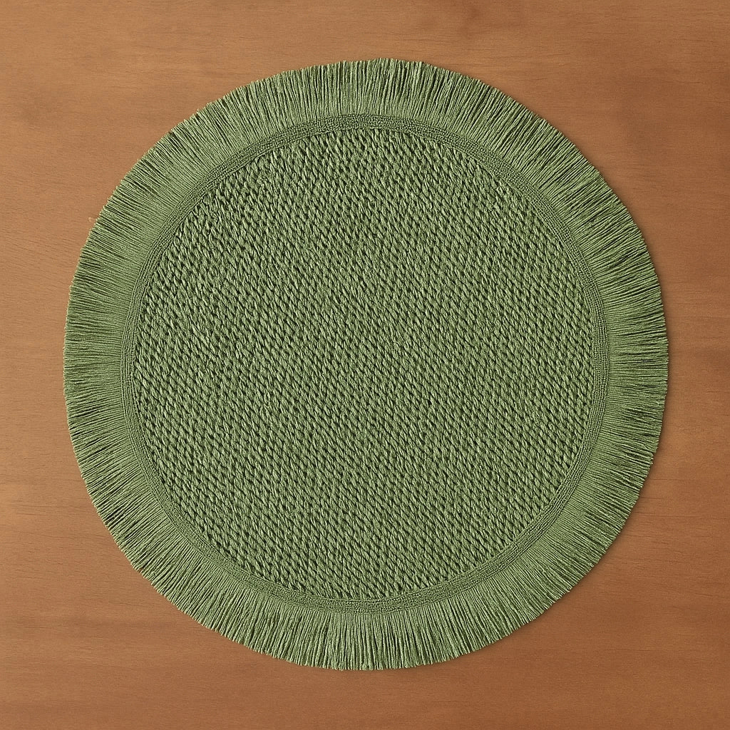 Braided Woven Placemats with Fringe (Set of 4)