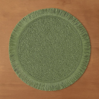 Braided Woven Placemats with Fringe (Set of 4)