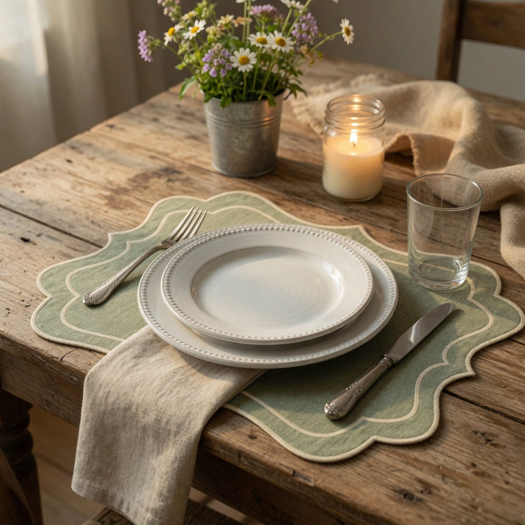 Scalloped Rectangular Reversible Placemats (Set of 4)