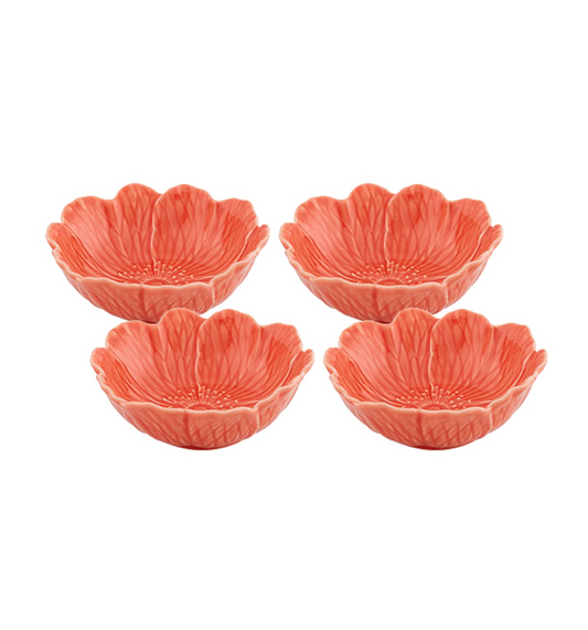 Flora Salmon Large Bowl, set of 4