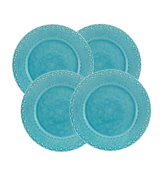 Flora Blue Dinner Plate, Set of 4