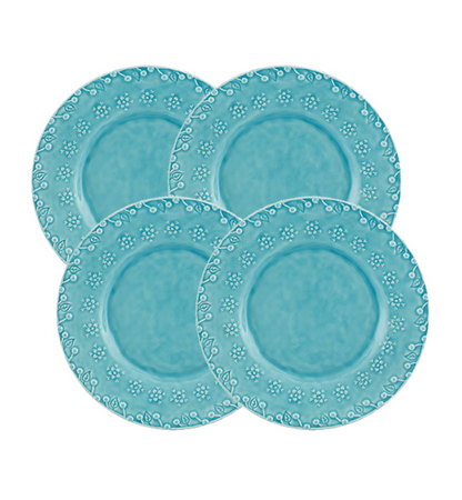 Flora Blue Salad / Dessert Plate, set of 4