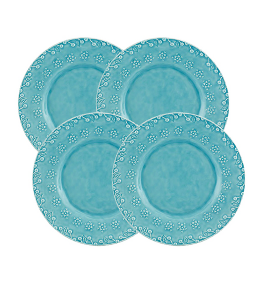 Flora Blue Salad / Dessert Plate, set of 4