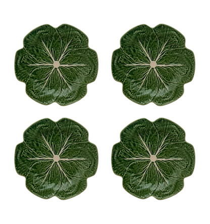 Bordallo Pinheiro Cabbage Dinner Plate Green, Set of 4