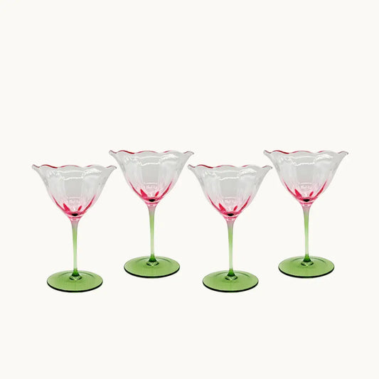Pink Lilies Wine / Water Glasses, Set of 4