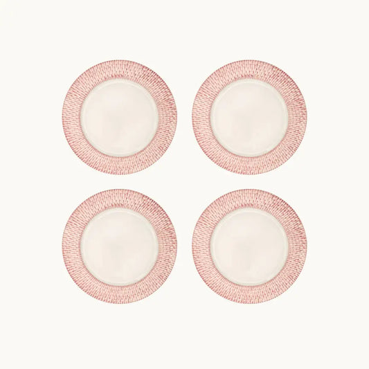 Hand Painted Pink Basket Salad / Dessert Plate, Set of 4