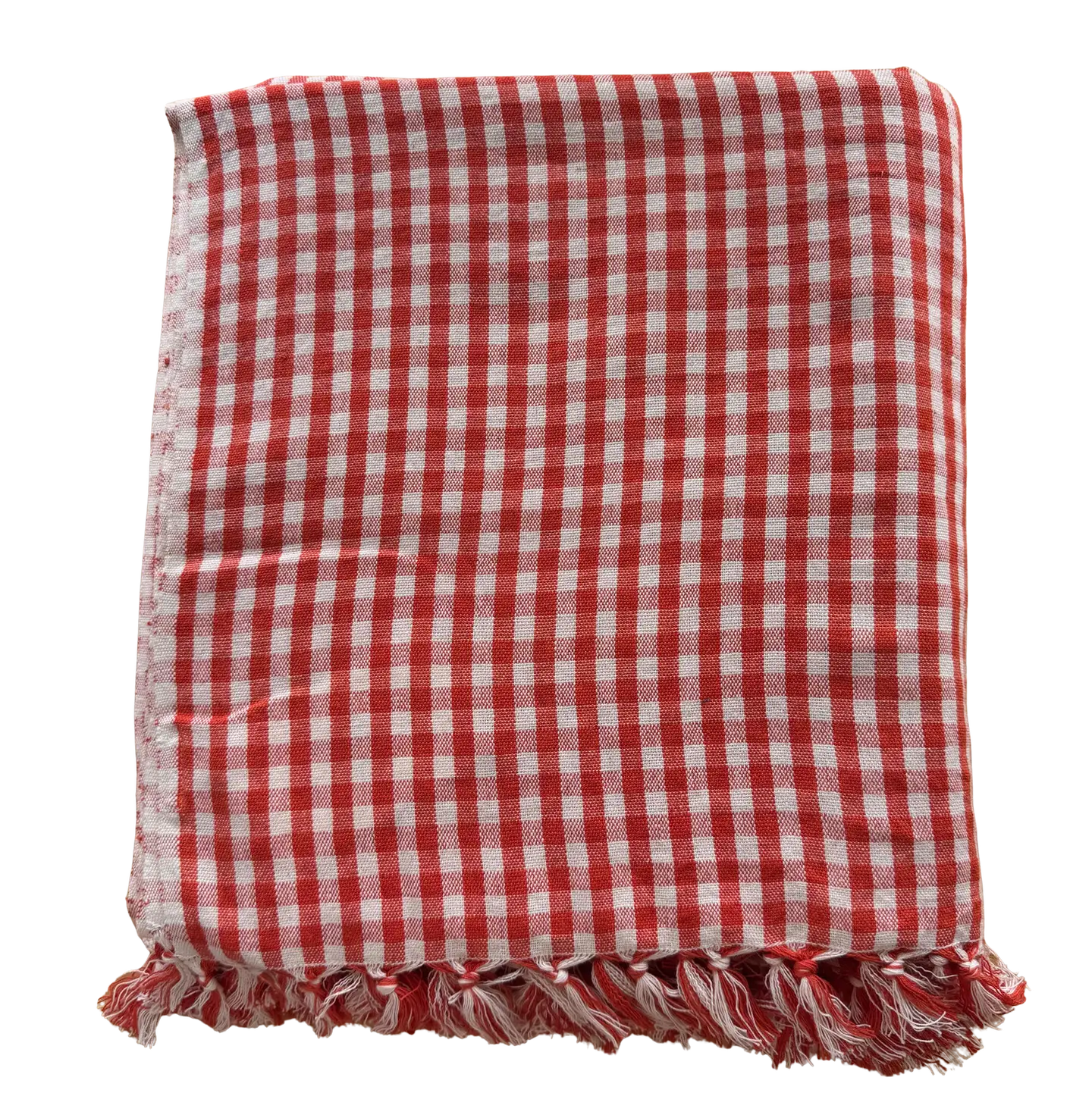 Red Gingham Hand Woven Tablecloth