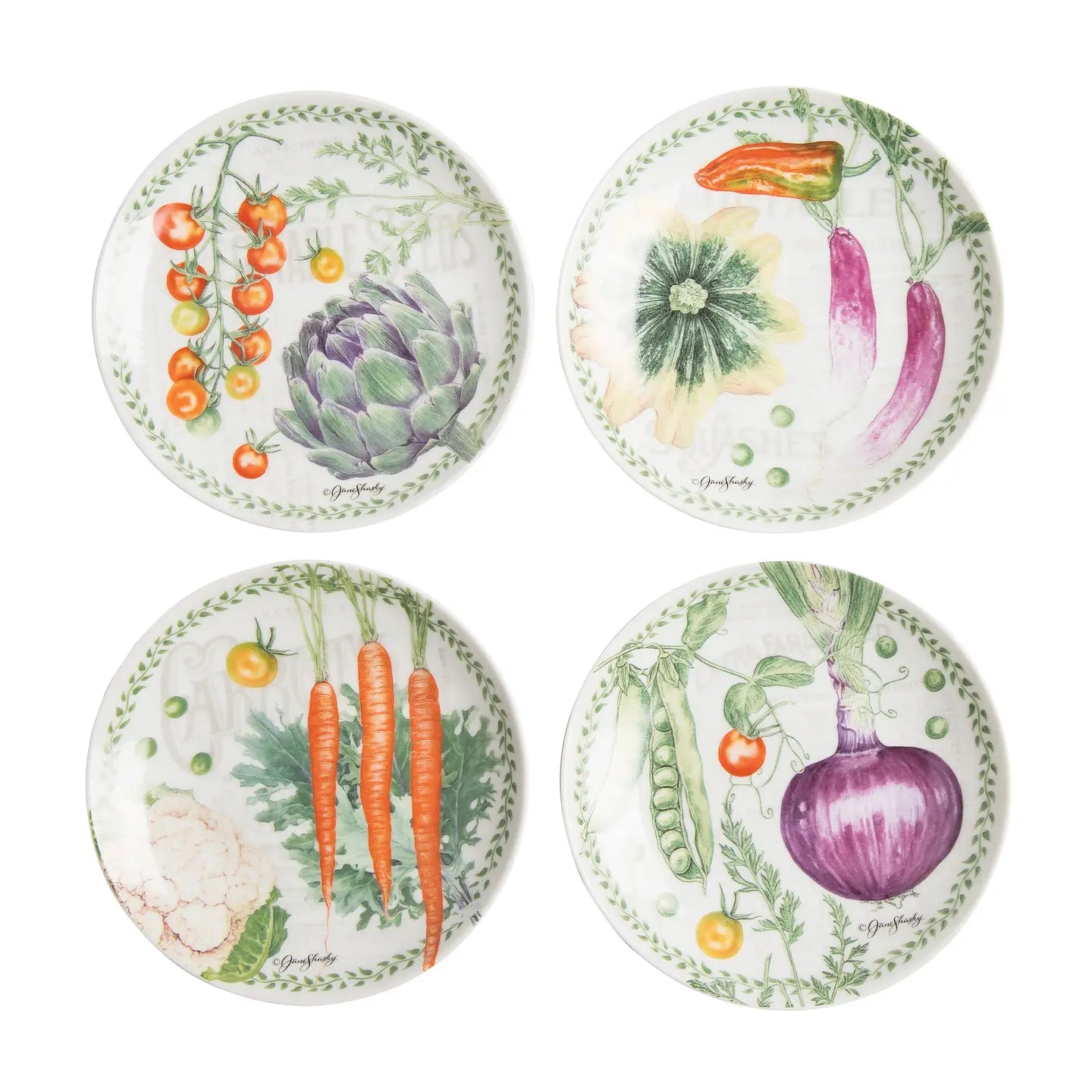 Vegetable Garden Bread and Butter Plates, Set of 4