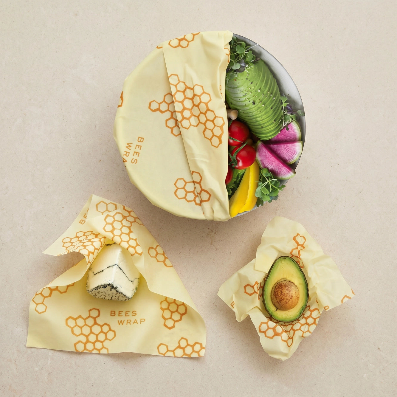 Reusable Beeswax Food Wraps (3 pack - Honeycomb)