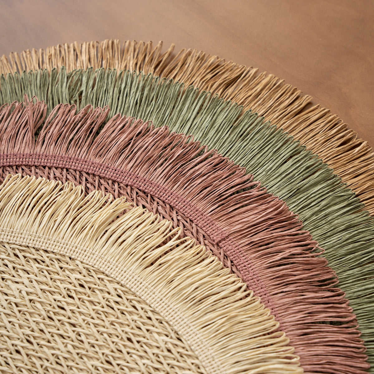 Braided Woven Placemats with Fringe (Set of 4)