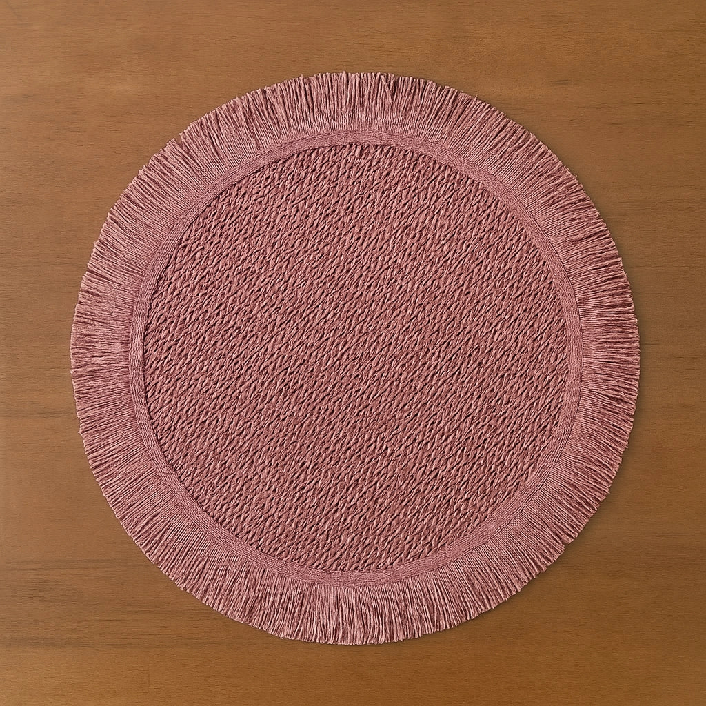 Braided Woven Placemats with Fringe (Set of 4)